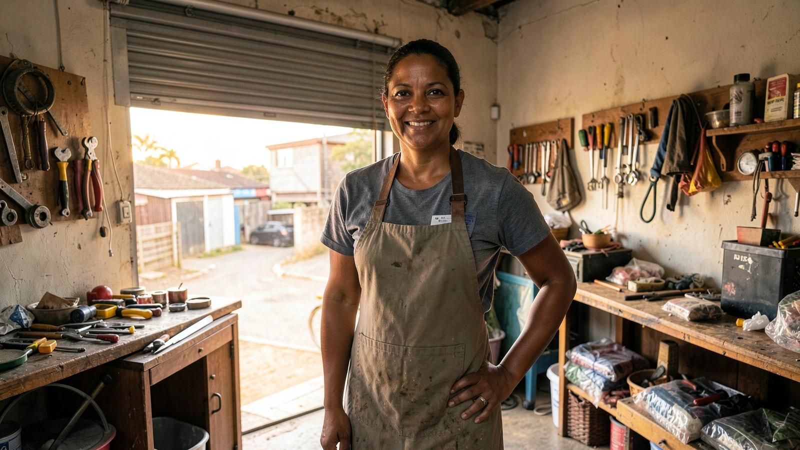 A South African business owner in her workshop